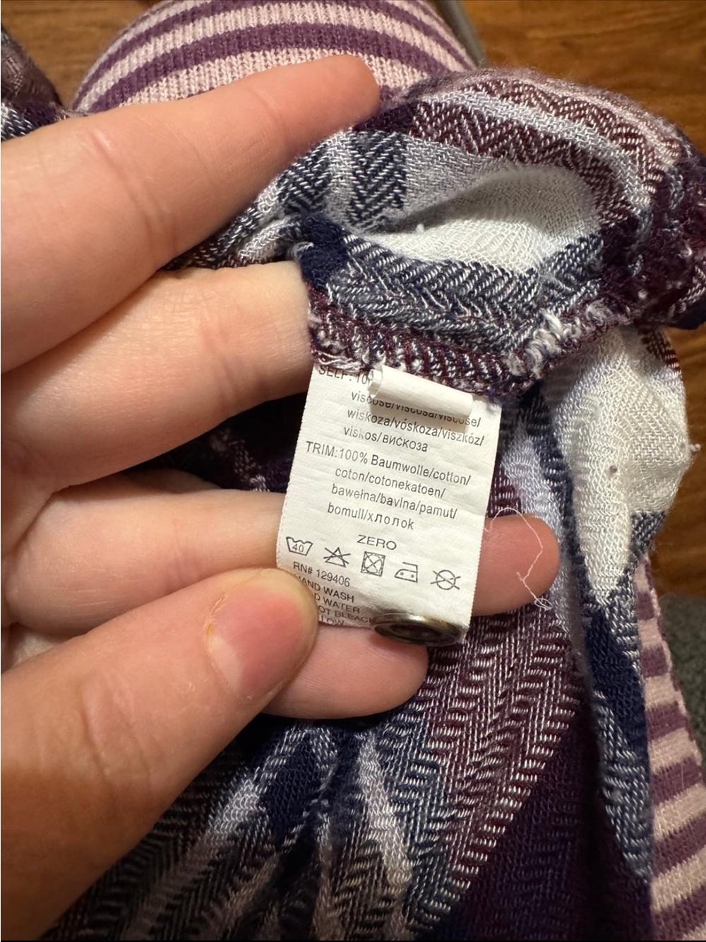 VENUS Plaid Open-Front Draped Shawl in Navy and Burgundy - Picture 5 of 5
